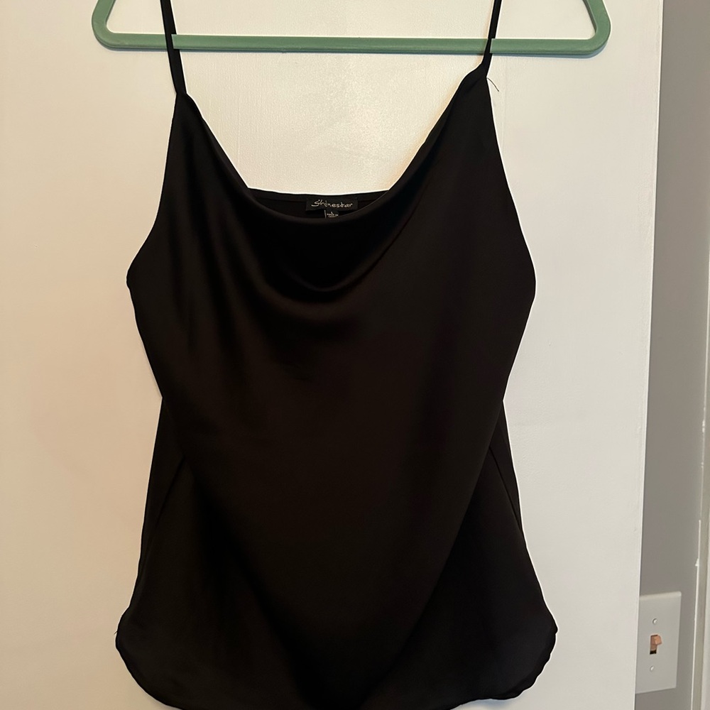 Shinestar Black Asymmetrical Sleeveless Camisole